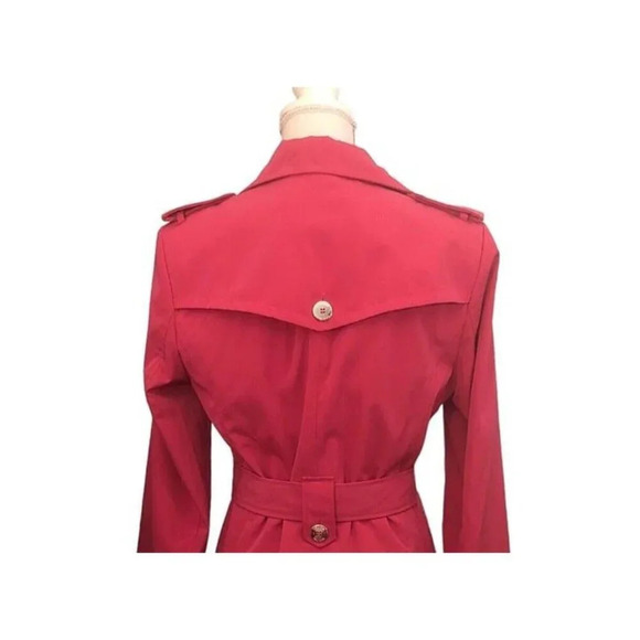 CALVIN KLEIN Sz S Women’s Hot Pink Belted Pockets Button Up Light Rain Jacket - Picture 8 of 8